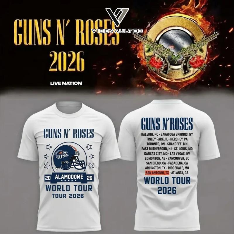 Guns N’ Roses x UTSA Roadrunners Alamodome Stadium World Tour 2026 Tee Shirt