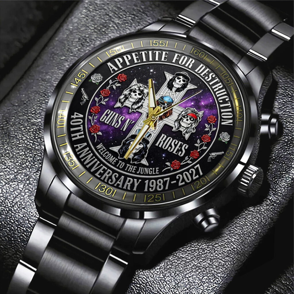 Guns N’ Roses 40th Anniversary Black Stainless Steel Watch - TANTN21629