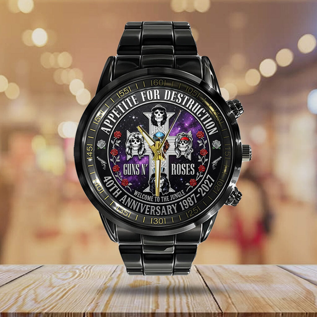 Guns N’ Roses 40th Anniversary Black Stainless Steel Watch - TANTN21629