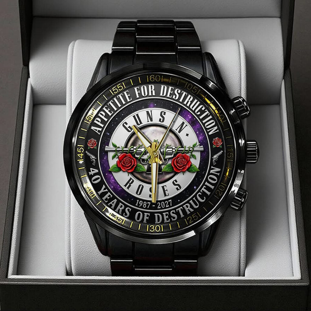Guns N’ Roses 40th Anniversary Black Stainless Steel Watch - TANTN21631