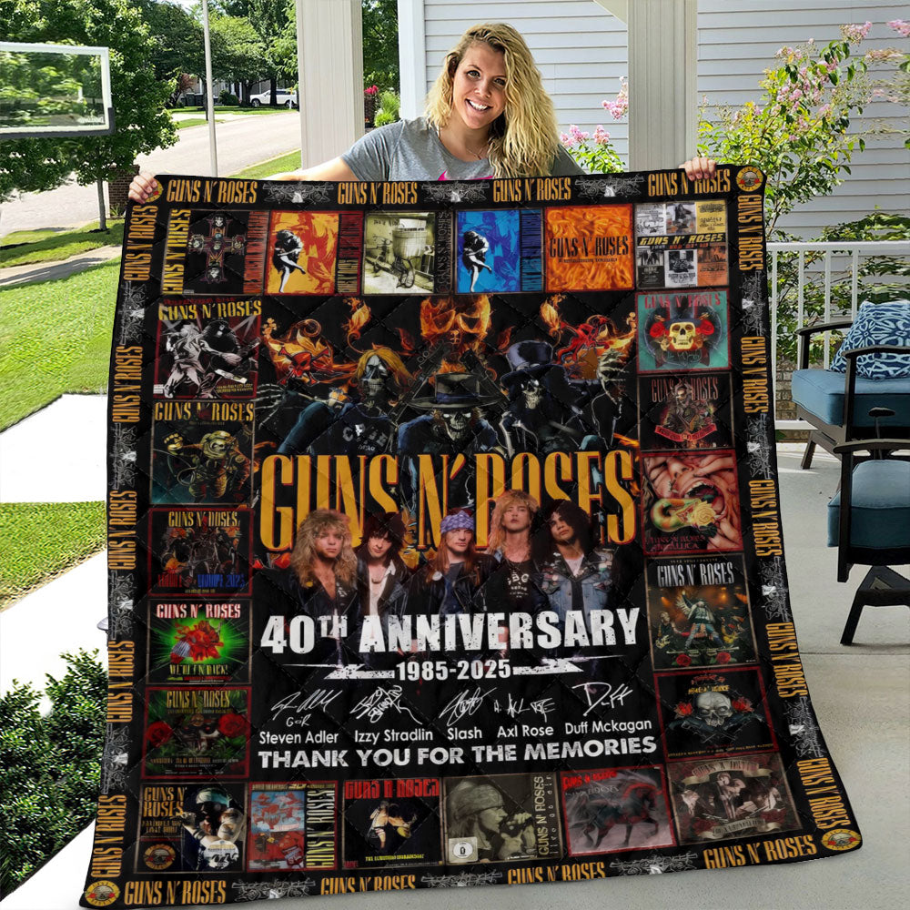 Guns N' Roses 40th Anniversary Quilt Blanket - TANTN22888