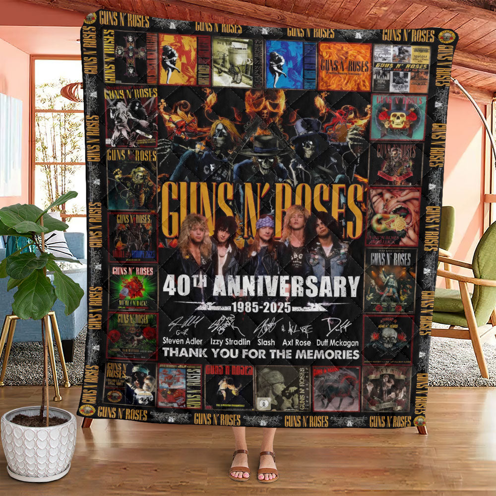 Guns N' Roses 40th Anniversary Quilt Blanket - TANTN22888