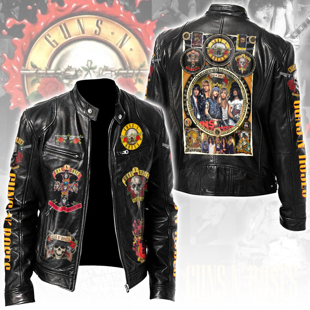 Guns N' Roses Motorcycle Leather Jacket – HOATT15388