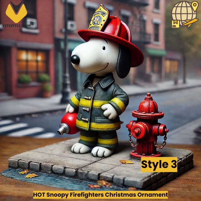 HOT Snoopy Firefighters Christmas Ornament