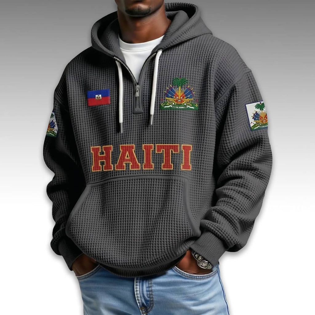 Haiti World Cup 2026 Waffle Quarter Zip Hoodie