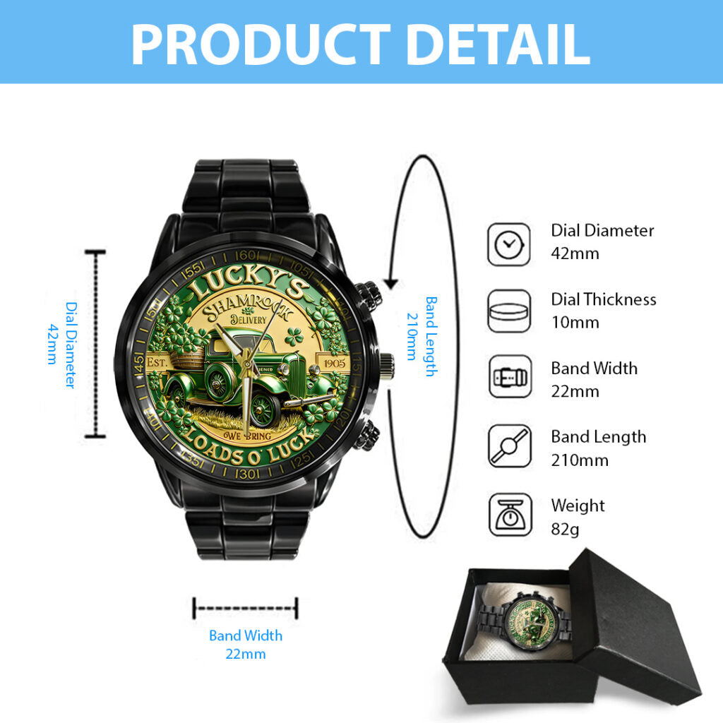 Happy St. Patrick’s Day Black Stainless Steel Watch - TANTN20186