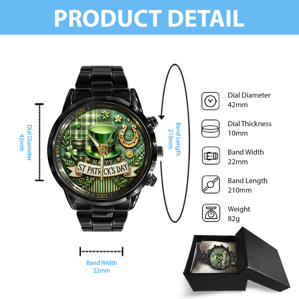 Happy St. Patrick’s Day Black Stainless Steel Watch - TANTN20188