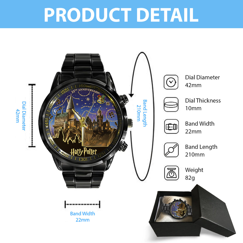 Harry Potter 25th Anniversary Black Stainless Steel Watch - TMTHU2794