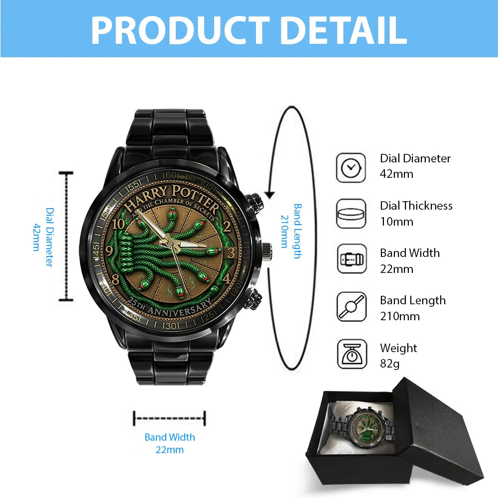 Harry Potter and The Chamber of Secrets 25th Anniversary Black Stainless Steel Watch - TMTHU8929