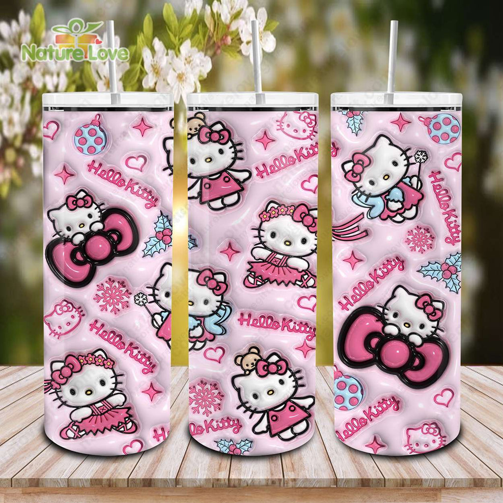 Hello Kitty 3D Inflated Tumbler Christmas 20oz Skinny Tumblers