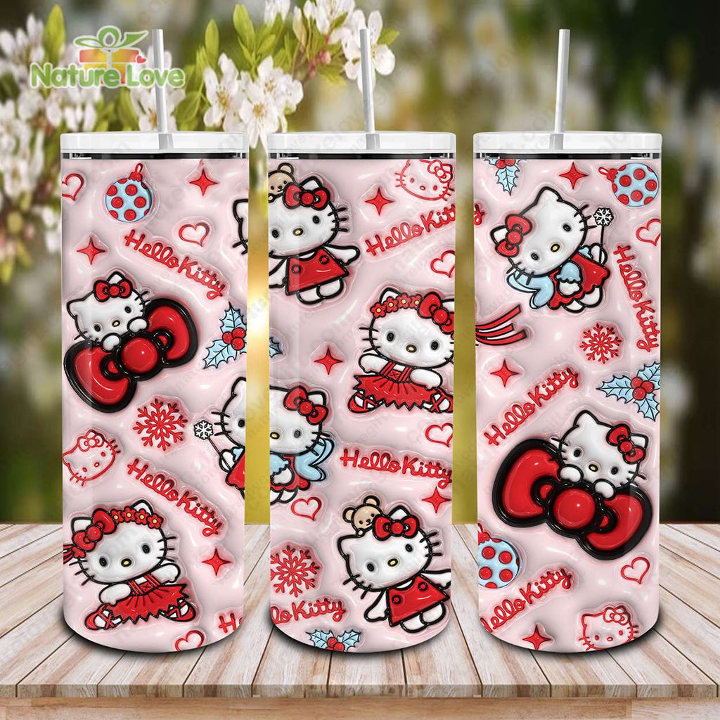 Hello Kitty Tumbler 3D Inflated Christmas 20oz Skinny Tumblers