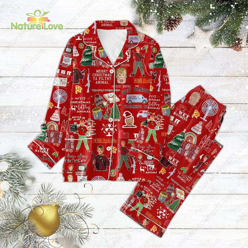 Home Alone Ya Filthy Animal Merry Christmas Red Pajamas Set