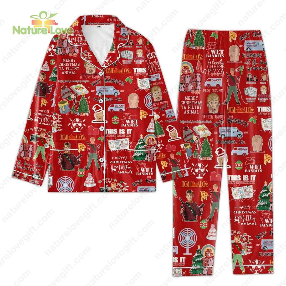 Home Alone Ya Filthy Animal Merry Christmas Red Pajamas Set
