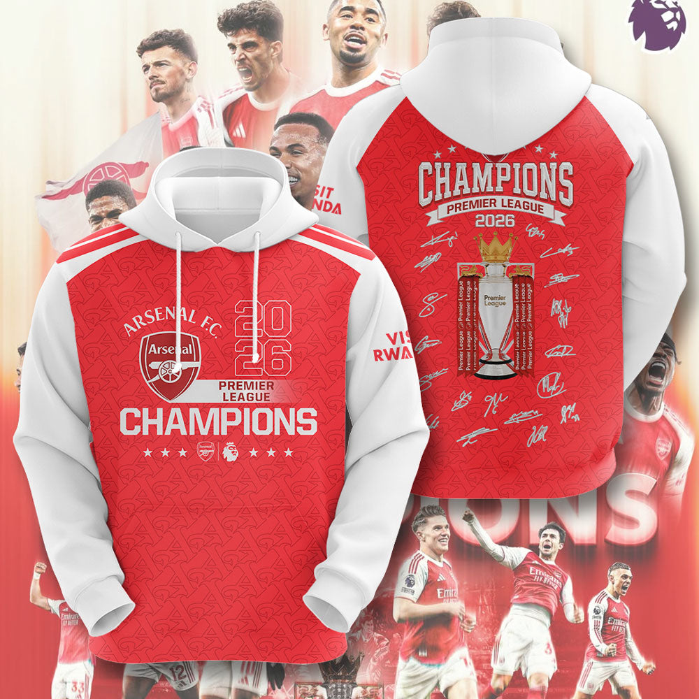 Arsenal FC Premier League Champions 25/26 3D Apparel – TMTHU6332