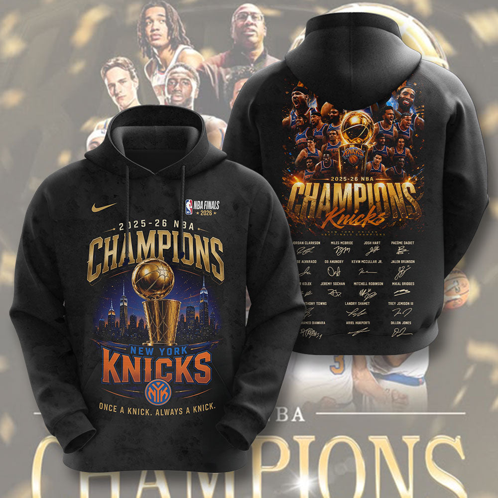 New York Knicks 2026 NBA Finals Champions 3D Apparel – TMTHU6938