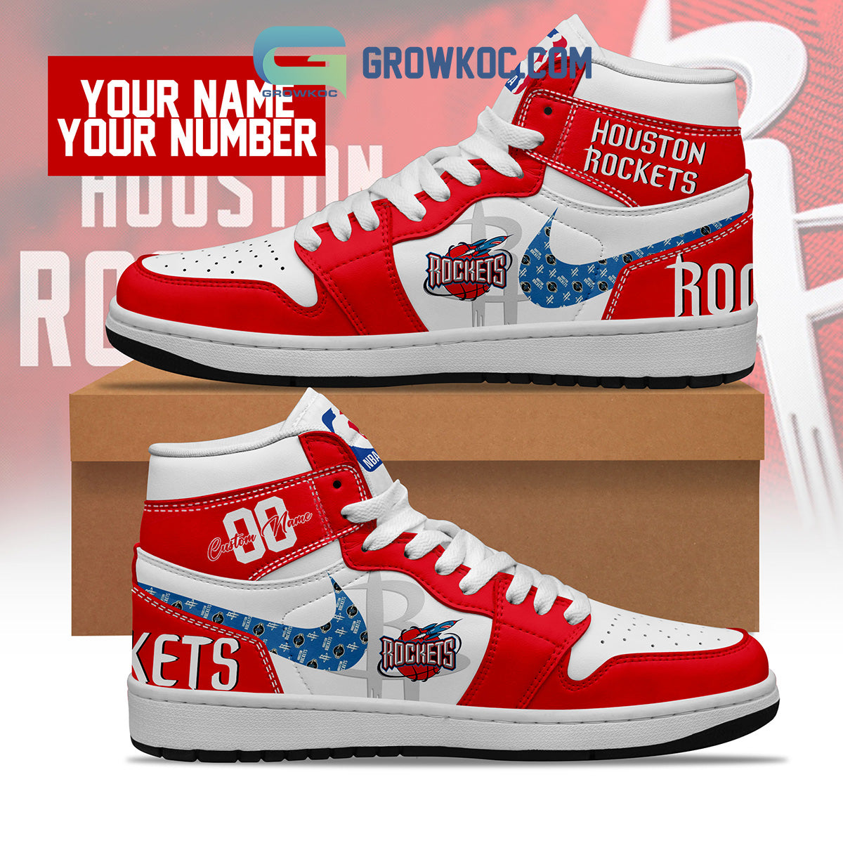 Houston Rockets NBA Personalized Air Jordan 1 Shoes