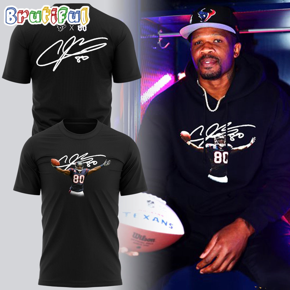 Houston Texans Football Andre Johnson Graphics Signature Design T Shirt