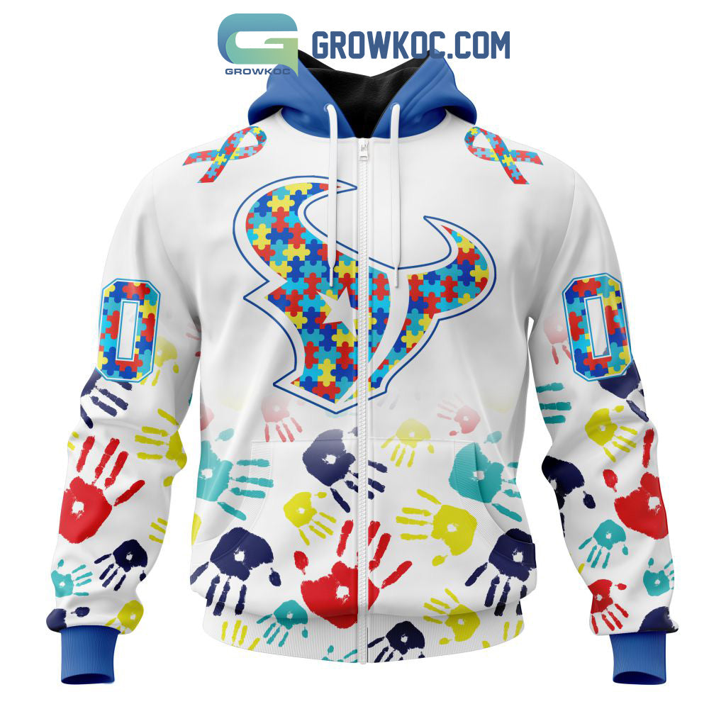 Houston Texans NFL Special Fearless Against Autism Hands Design Hoodie T Shirt