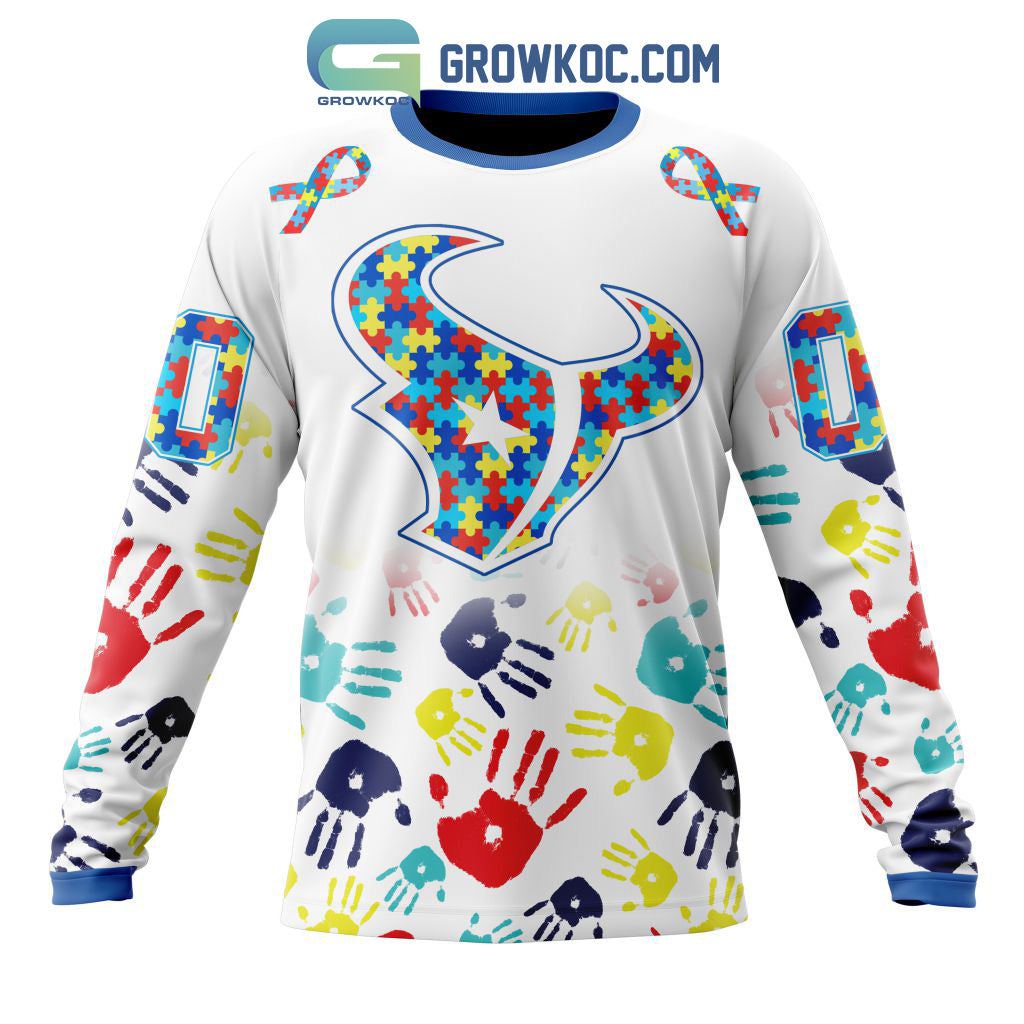 Houston Texans NFL Special Fearless Against Autism Hands Design Hoodie T Shirt