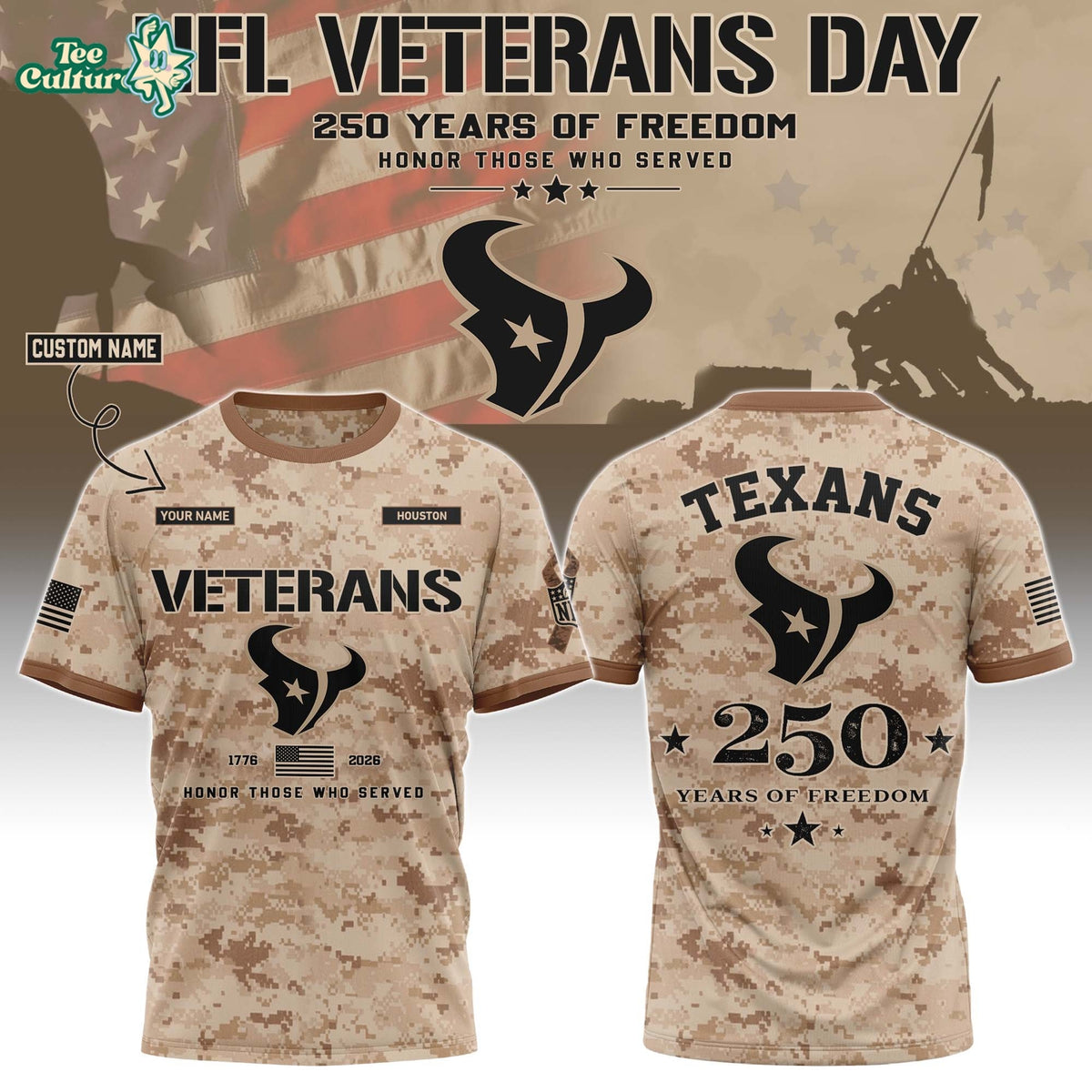 Houston Texans NFL Veterans Day 2026 Limited Edition T-Shirt