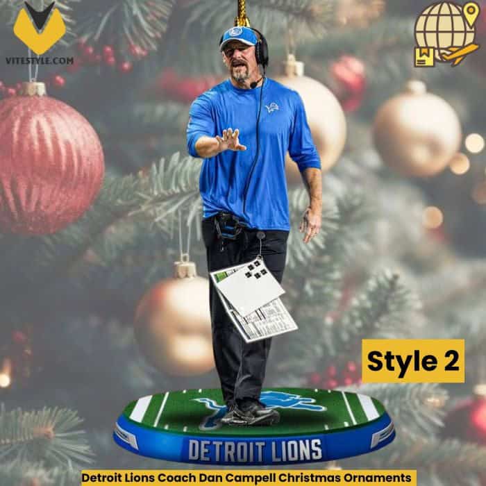 Detroit Lions Coach Dan Campell Christmas Ornaments