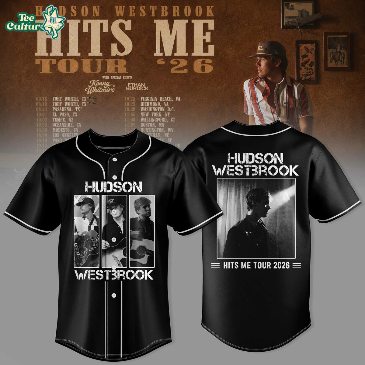 Hudson Westbrook “Hits Me Tour ’26” Collection Baseball Jersey V4