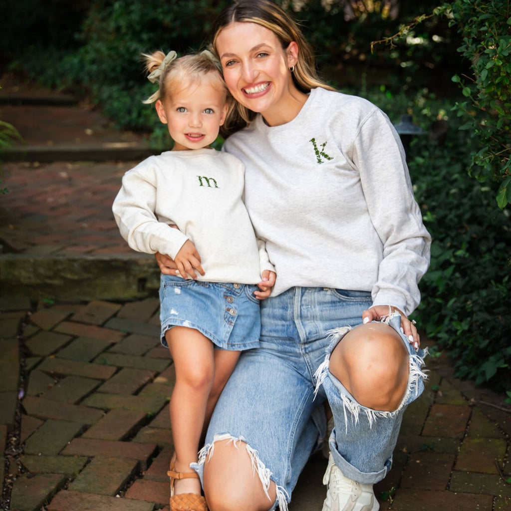 Floral Initial Embroidered Gemma Crewneck Sweatshirt
