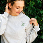 Floral Initial Embroidered Gemma Crewneck Sweatshirt