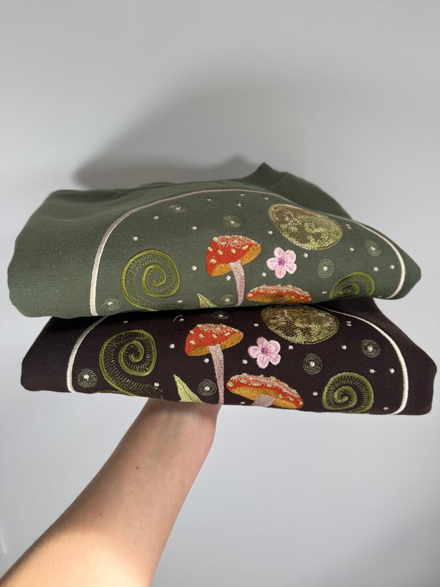 Magical Mushrooms & Moon Embroidered Sweatshirt