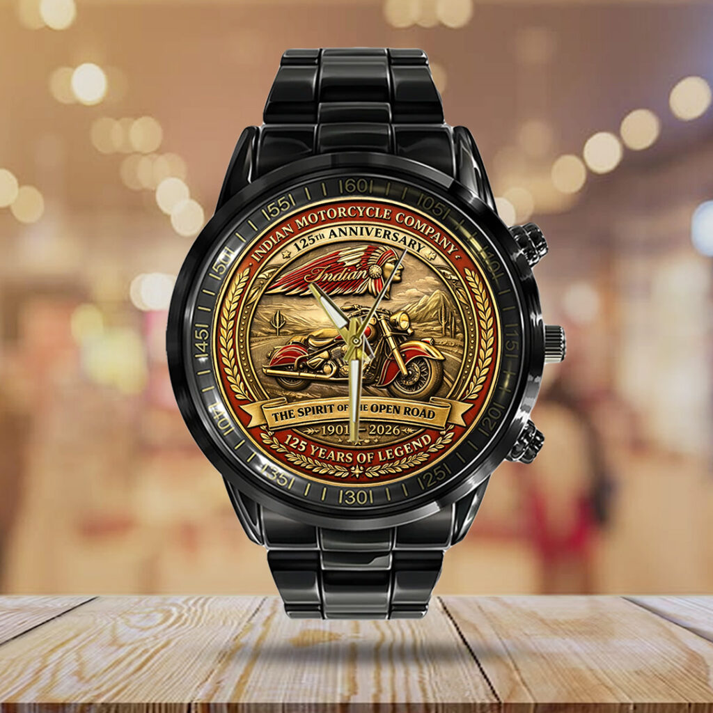 Indian Motorcycle 125th Anniversary Black Stainless Steel Watch - TANTN21660