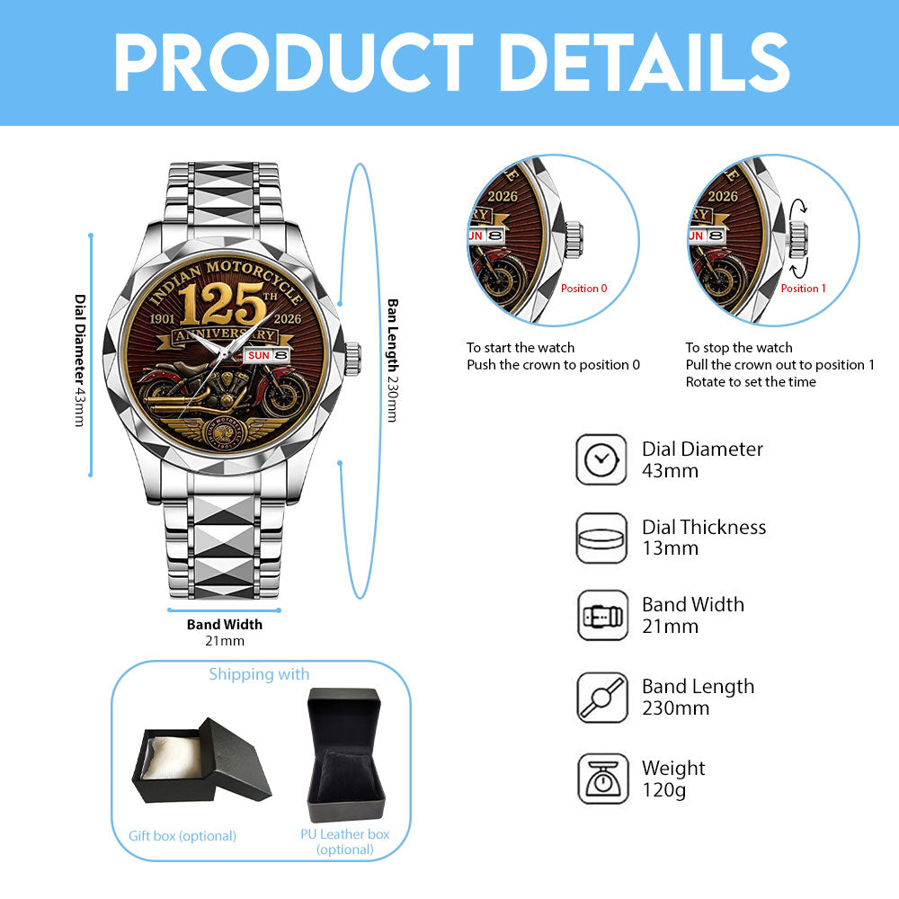 Indian Motorcycle 125th Anniversary Alloy Luxury Quartz Watch - TMTHU8600