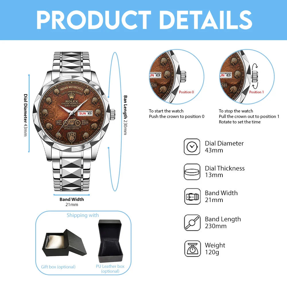 Indian Motorcycle 125th Anniversary Alloy Luxury Quartz Watch - TMTHU8668