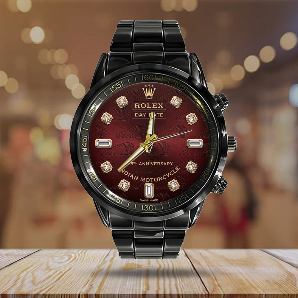 Indian Motorcycle 125th Anniversary Black Stainless Steel Watch - TMTHU8585