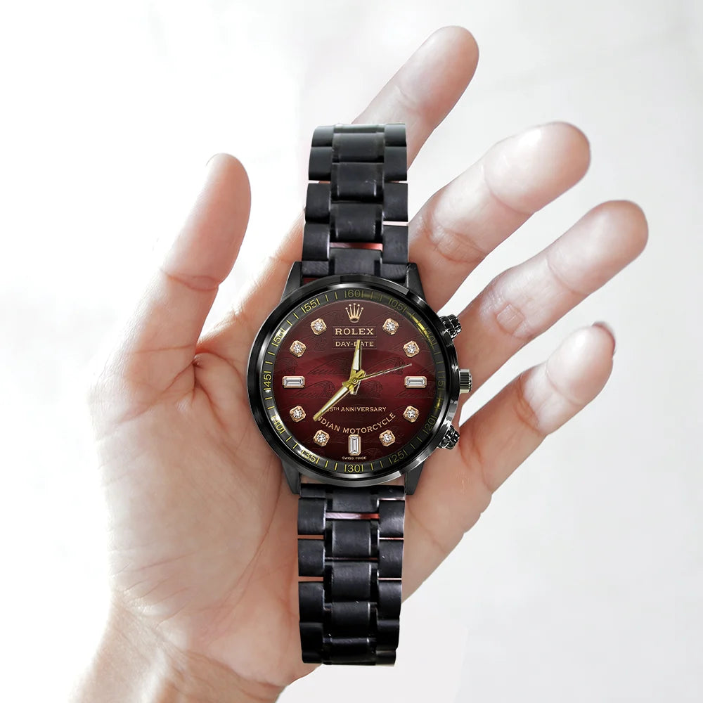 Indian Motorcycle 125th Anniversary Black Stainless Steel Watch - TMTHU8585