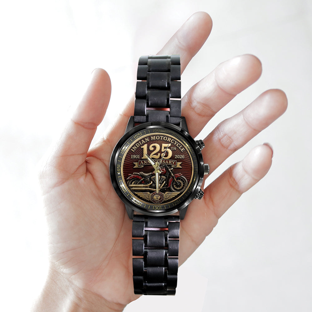 Indian Motorcycle 125th Anniversary Black Stainless Steel Watch - TMTHU8599
