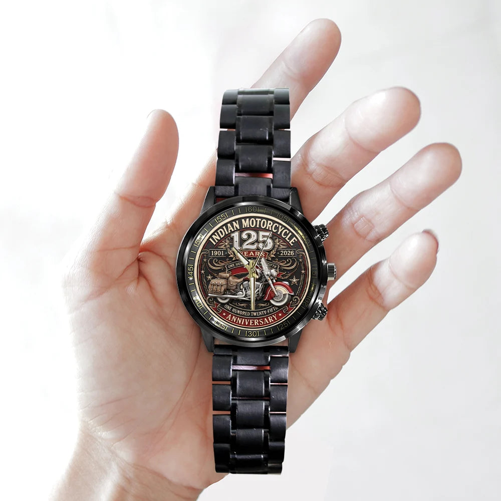 Indian Motorcycle 125th Anniversary Black Stainless Steel Watch - TMTHU8997