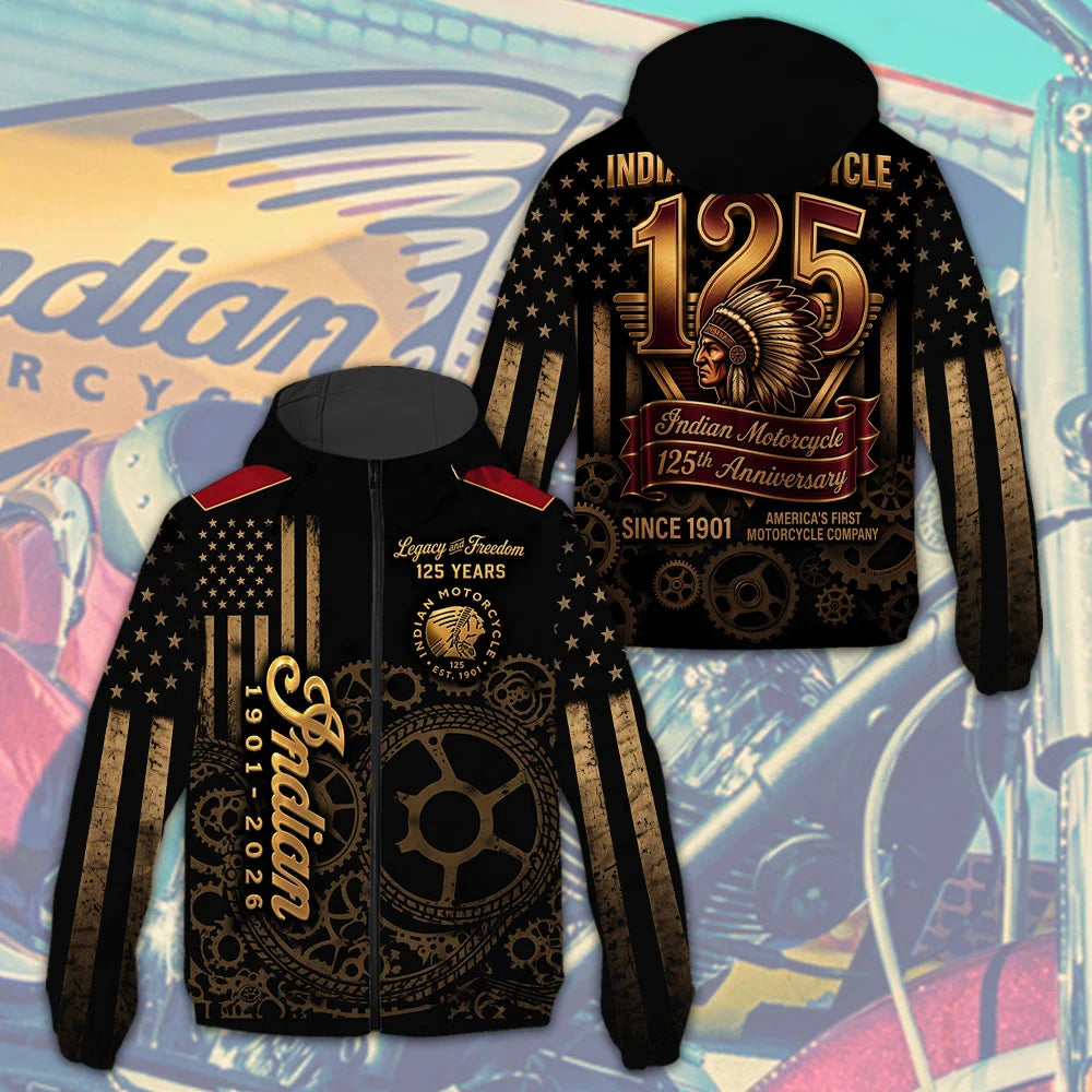 Indian Motorcycle 125th Anniversary 3D Windbreaker Jacket – TMTHU8677