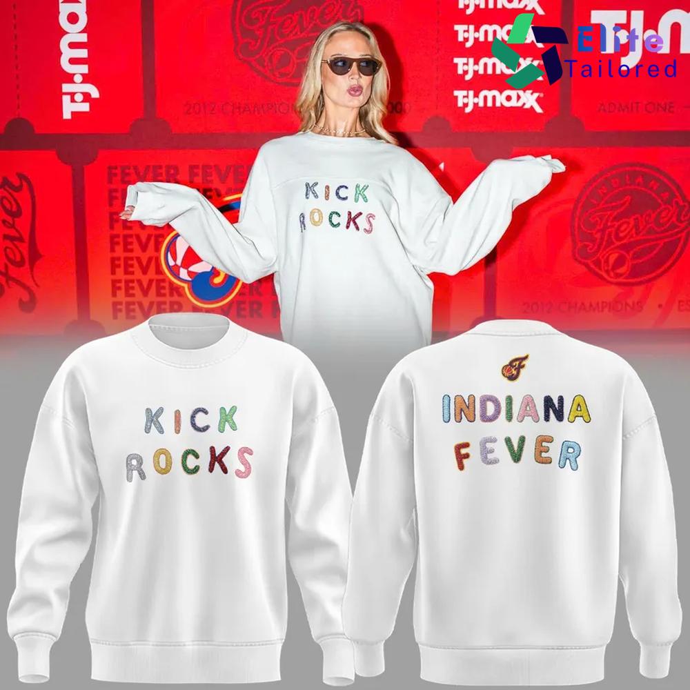Indiana Fever Kick Rocks 2026 White Graphic Sweatshirt