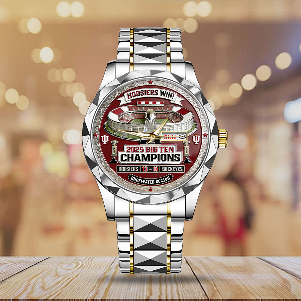 Indiana Hoosiers Football 2025 Big Ten Champions Alloy Luxury Quartz Watch - MAITM14050