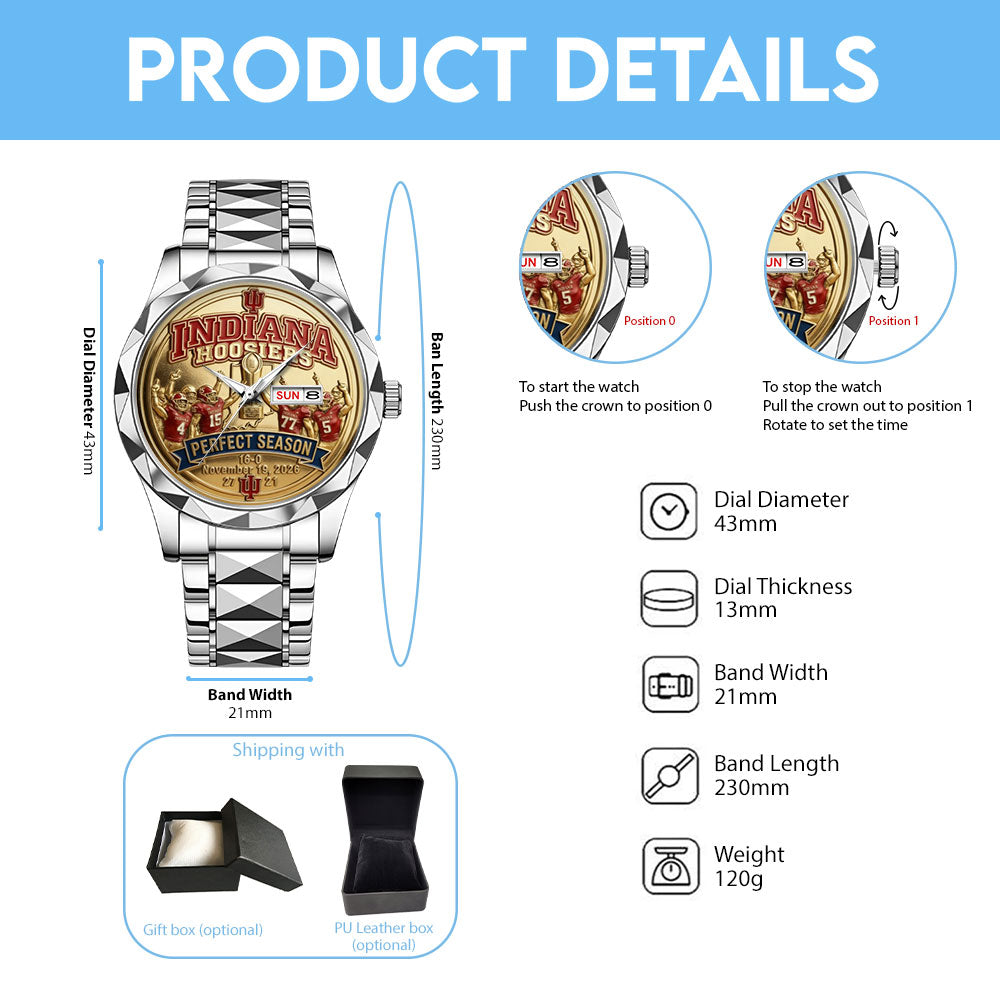Indiana Hoosiers Football 2025 National Champions Alloy Luxury Quartz Watch - MAITM14531