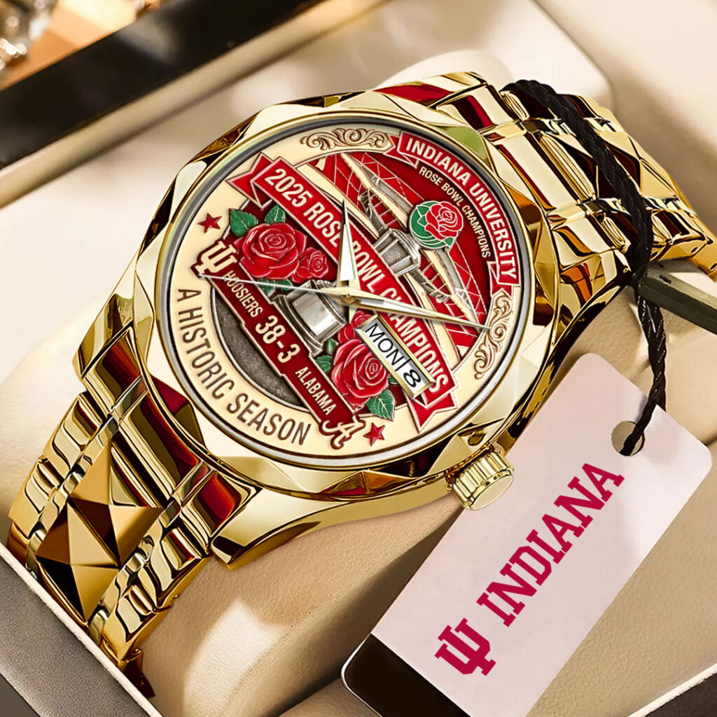 Indiana Hoosiers Football 2026 Rose Bowl Champions Alloy Luxury Quartz Watch -  HOATT15729