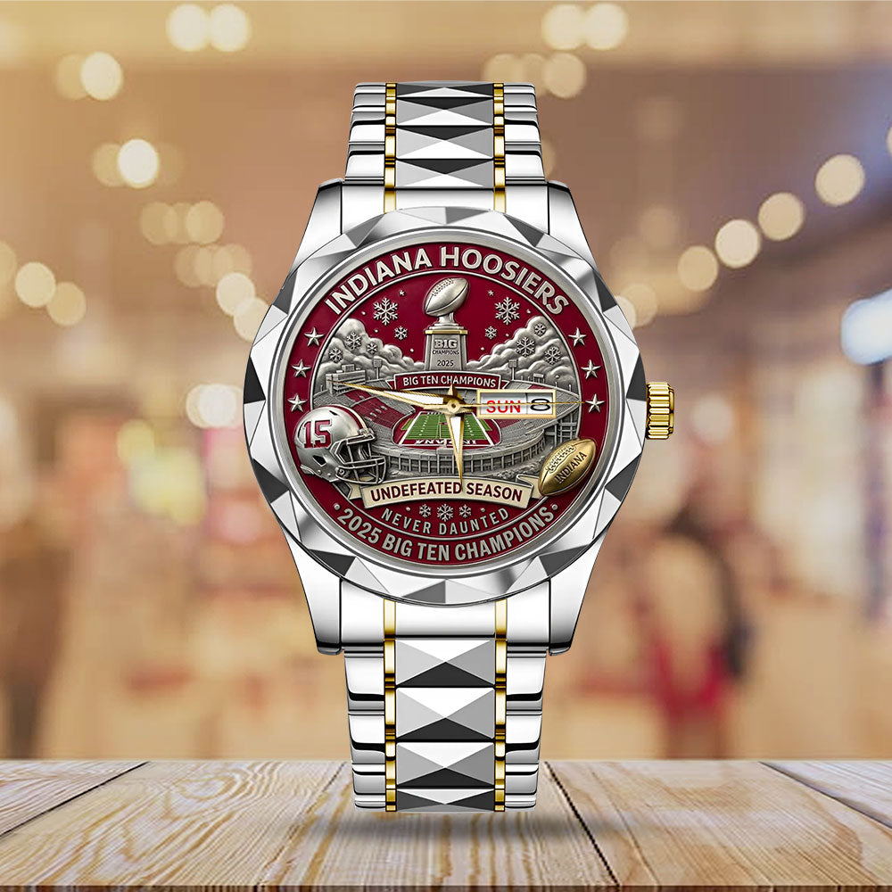 Indiana Hoosiers Football 2025 Big Ten Champions Alloy Luxury Quartz Watch - MAITM14030