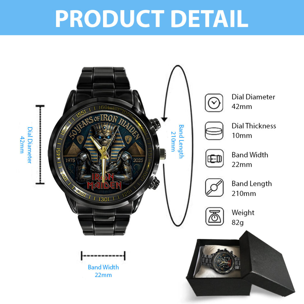 Iron Maiden 50 Years Anniversary Black Stainless Steel Watch - TANTN24686