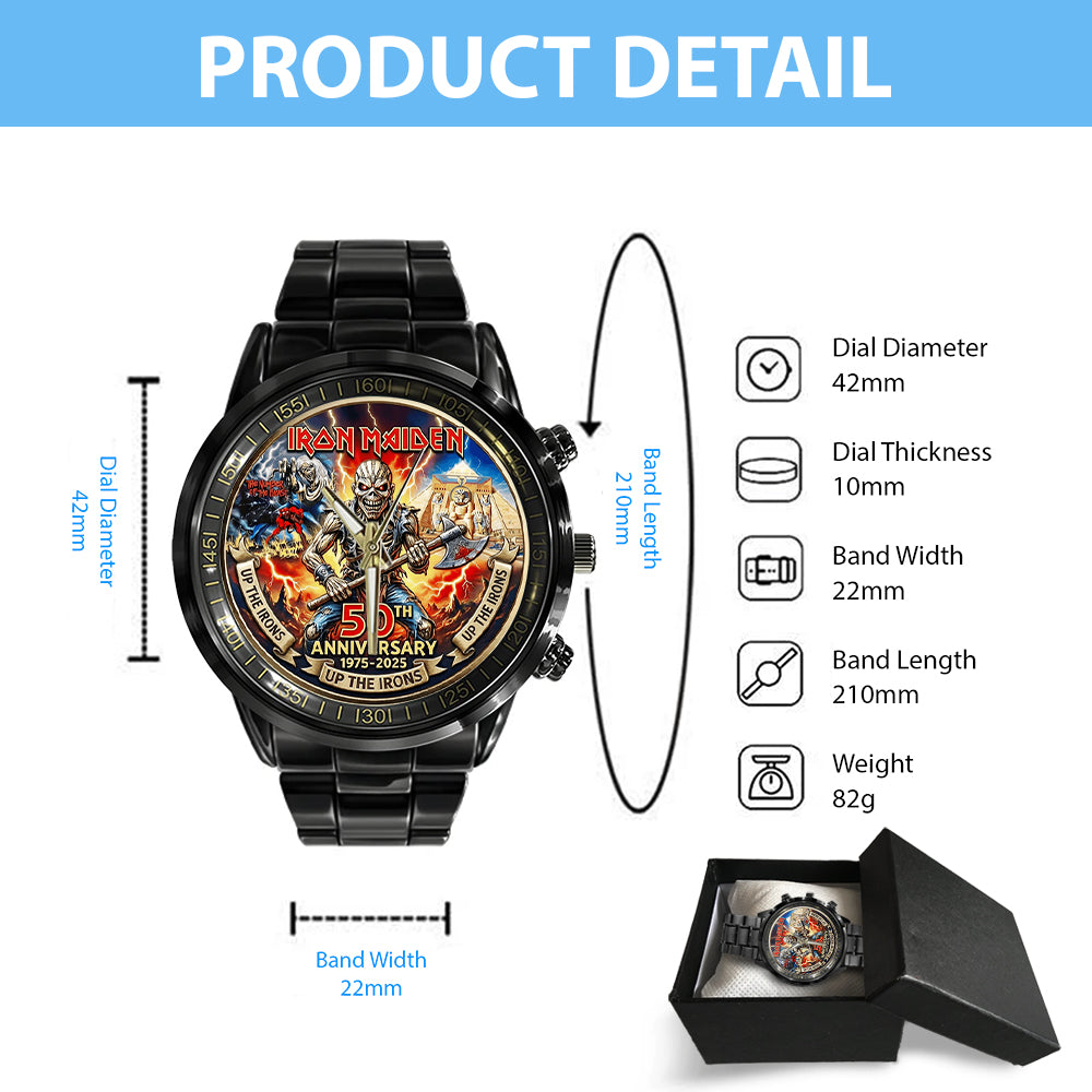 Iron Maiden 50th Anniversary Black Stainless Steel Watch - MAITM14243