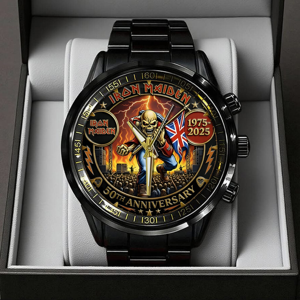 Iron Maiden 50th Anniversary Black Stainless Steel Watch - TANTN19806