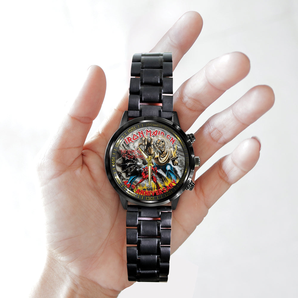Iron Maiden The Number Of The Beast 44th Anniversary Black Stainless Steel Watch - TMTHU4578