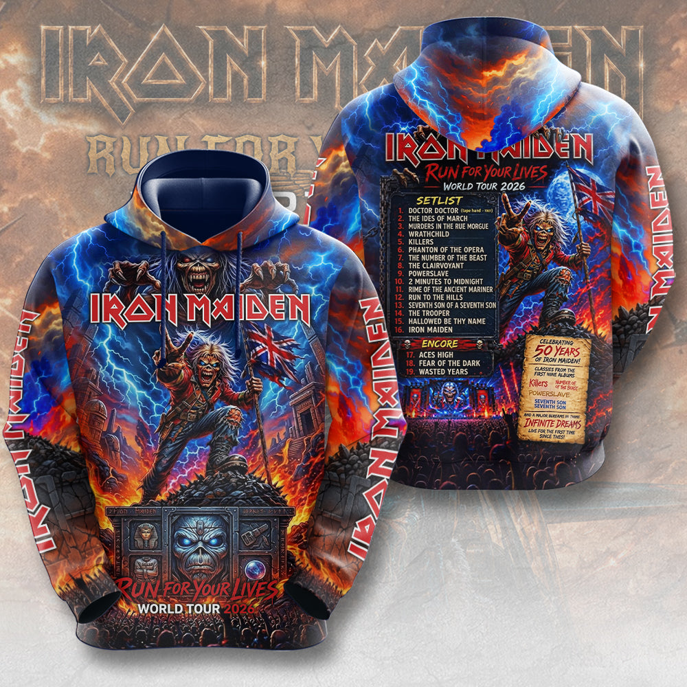 Iron Maiden World Tour 2026 3D Apparel – TMTHU7457
