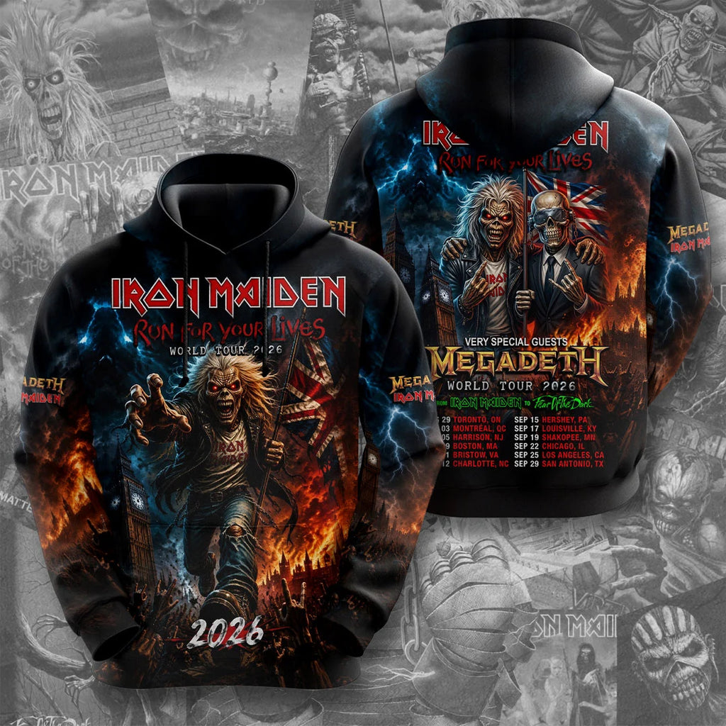 Iron Maiden x Megadeth 2026 World Tour 3D Apparel – TMTHU8858