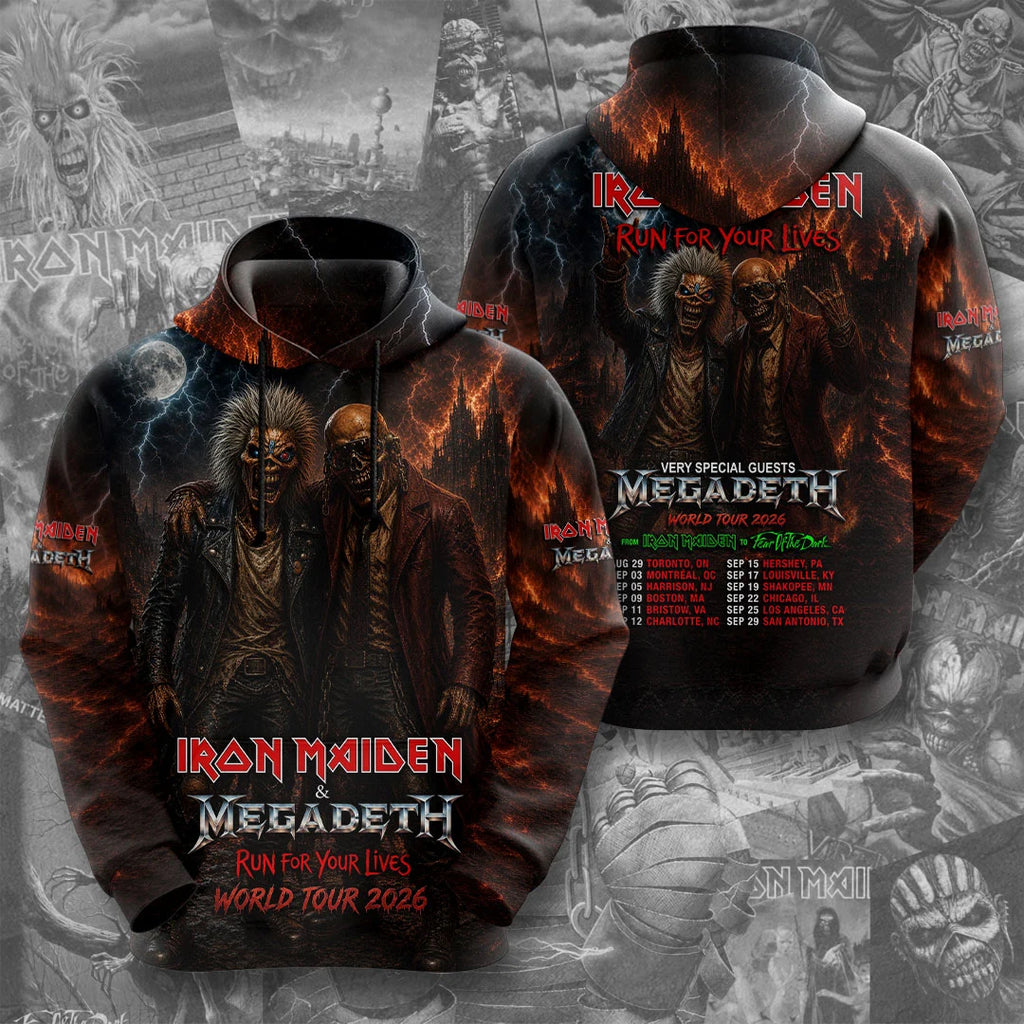 Iron Maiden x Megadeth 2026 World Tour 3D Apparel – TMTHU8909