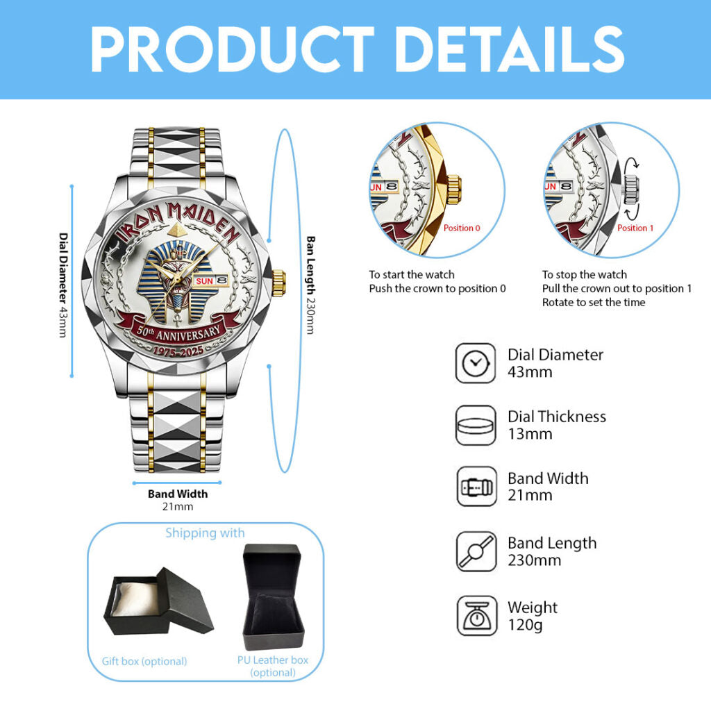 Iron Maiden 50th Anniversary Alloy Luxury Quartz Watch - MAITM15162